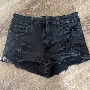 Aeropostale Black Ripped Jean Shorts